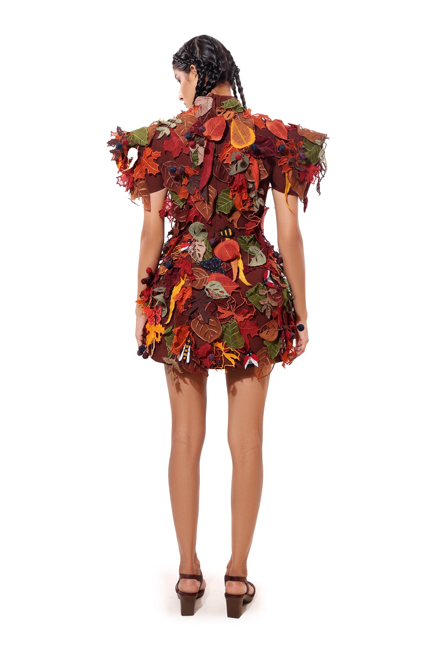 Modo Caldo Multi-colored avant garde dress with Modo Signature applique