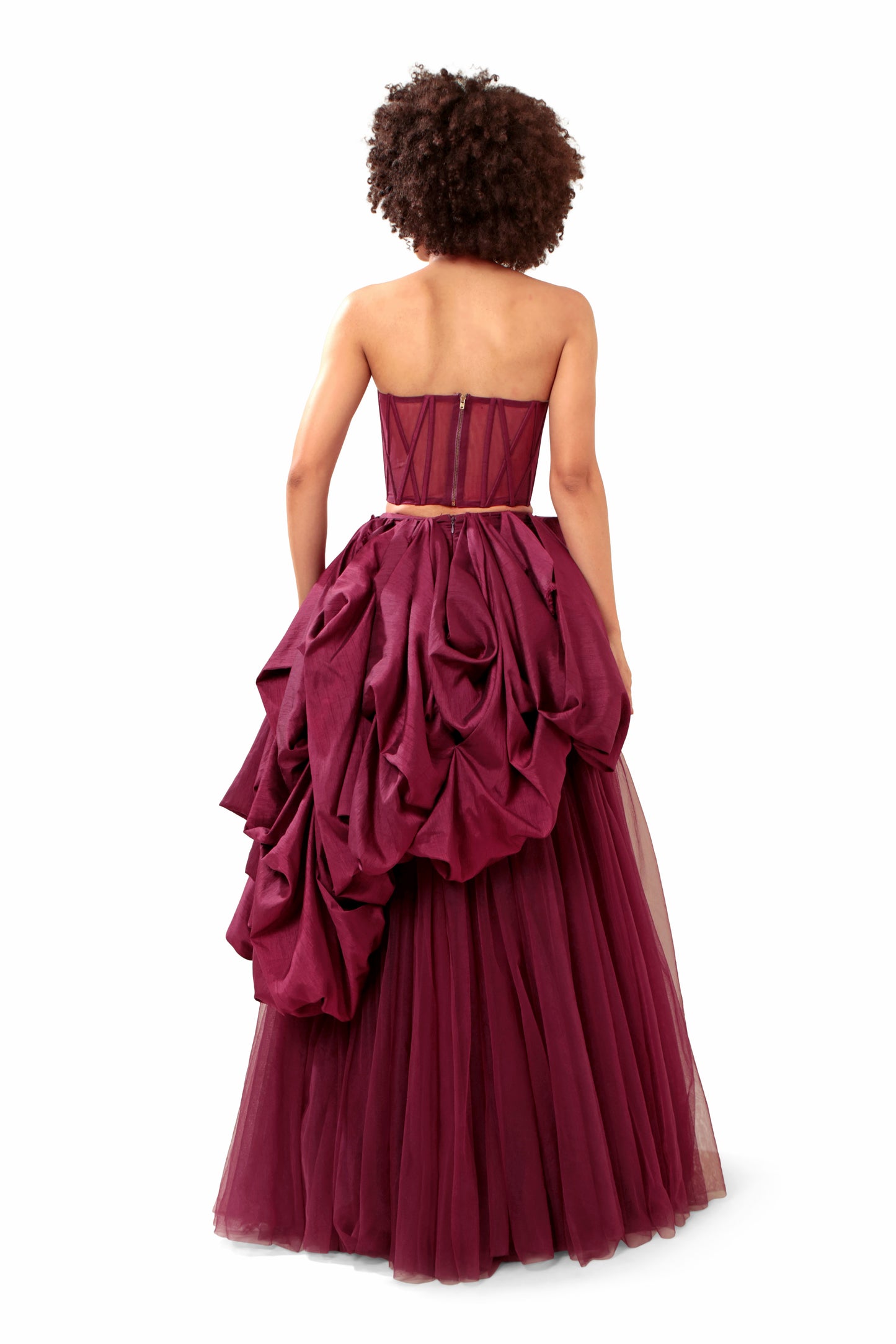 Modo Caldo dark purple silk net corset