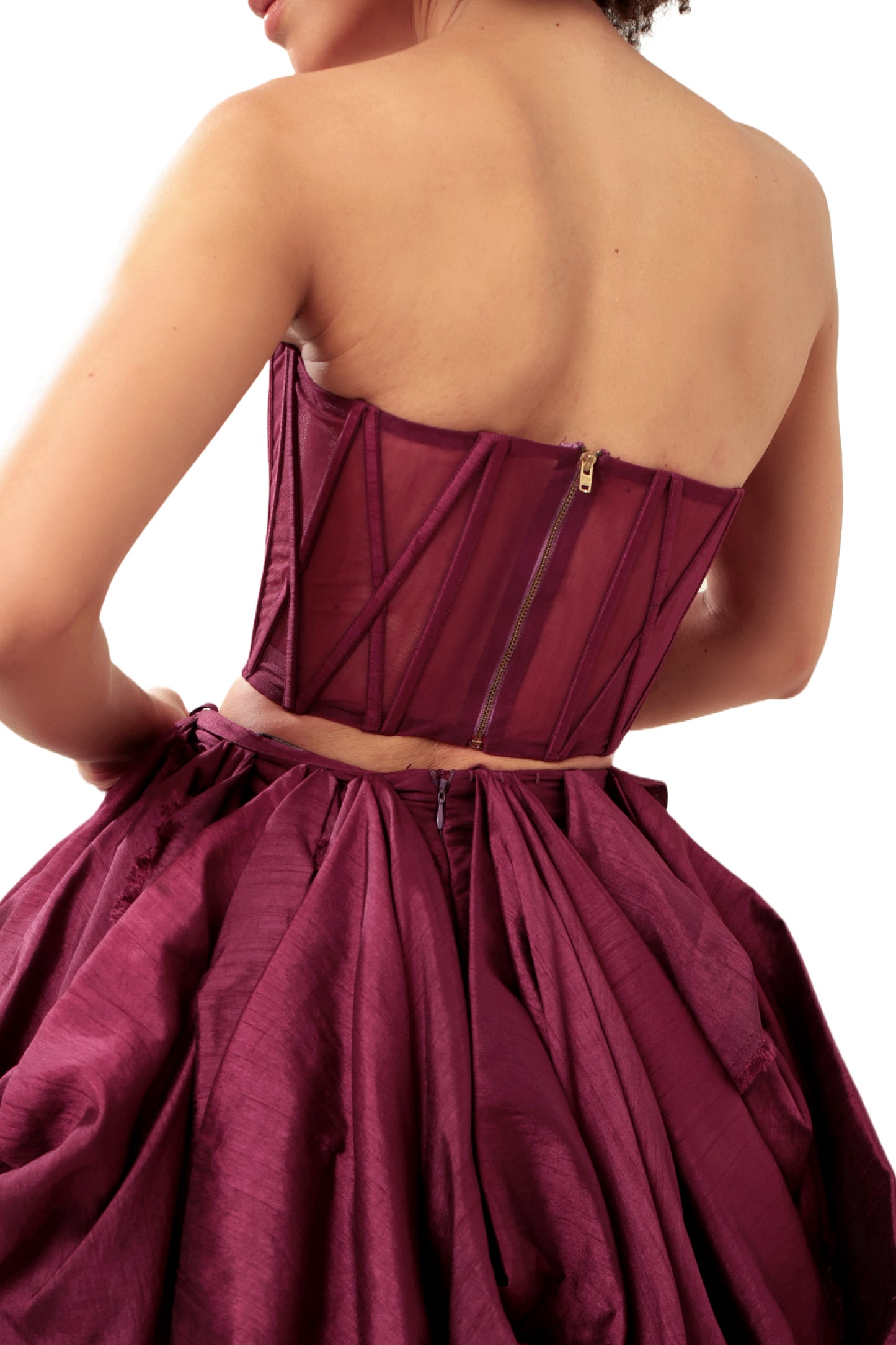 Modo Caldo dark purple silk net corset