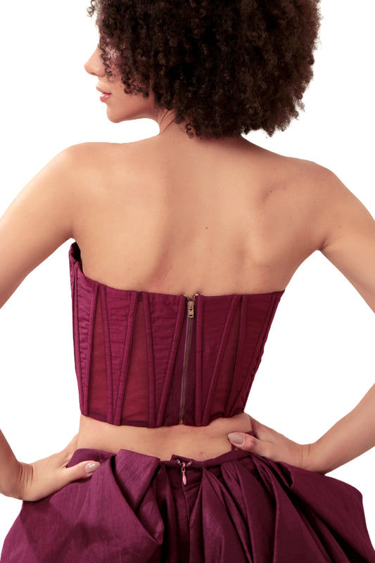 Modo Caldo dark purple silk net corset