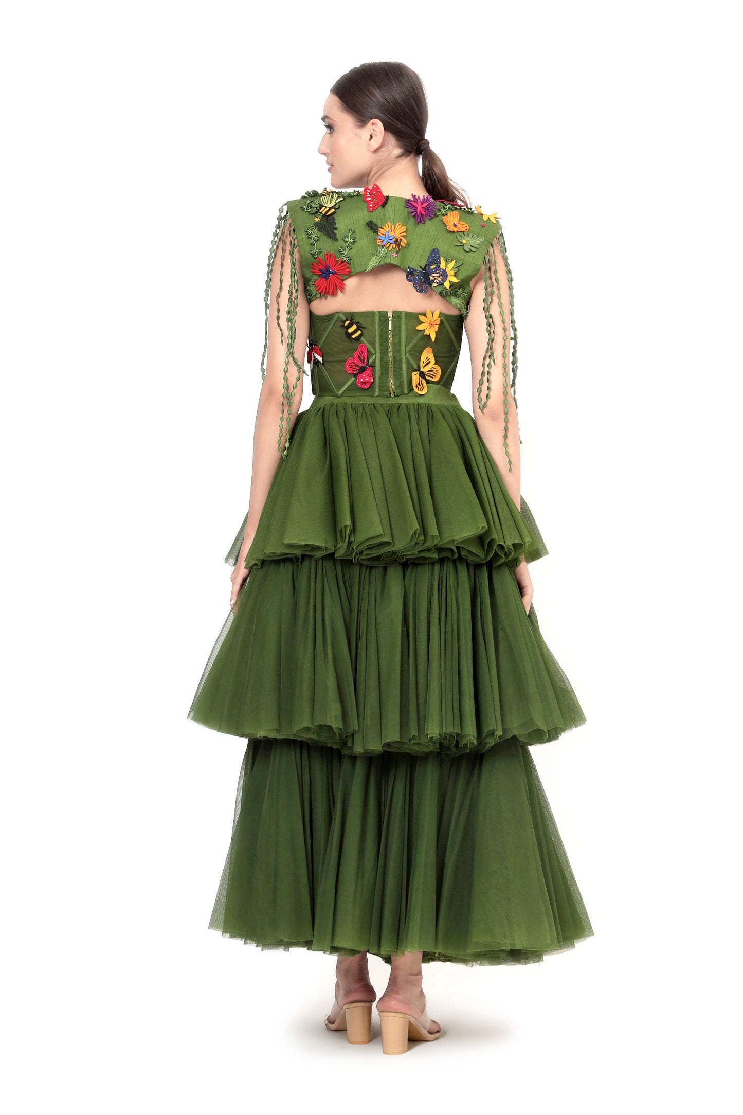 GREEN ILLUSION SKIRT SET