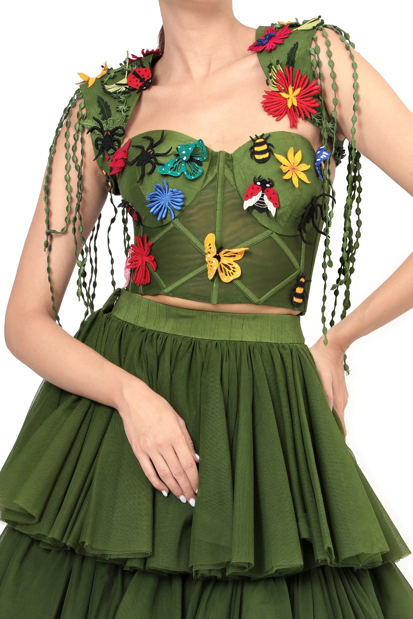 GREEN ILLUSION SKIRT SET