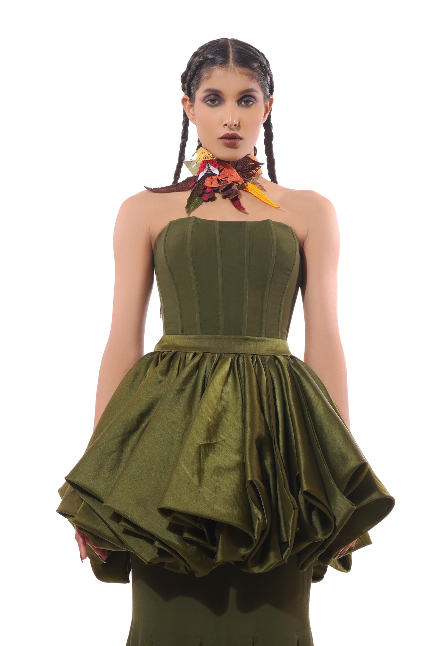 GREEN OLIVE GROVE CORSET TOP