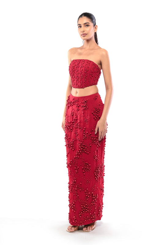 RED CUPID'S WHISPER SKIRT SET