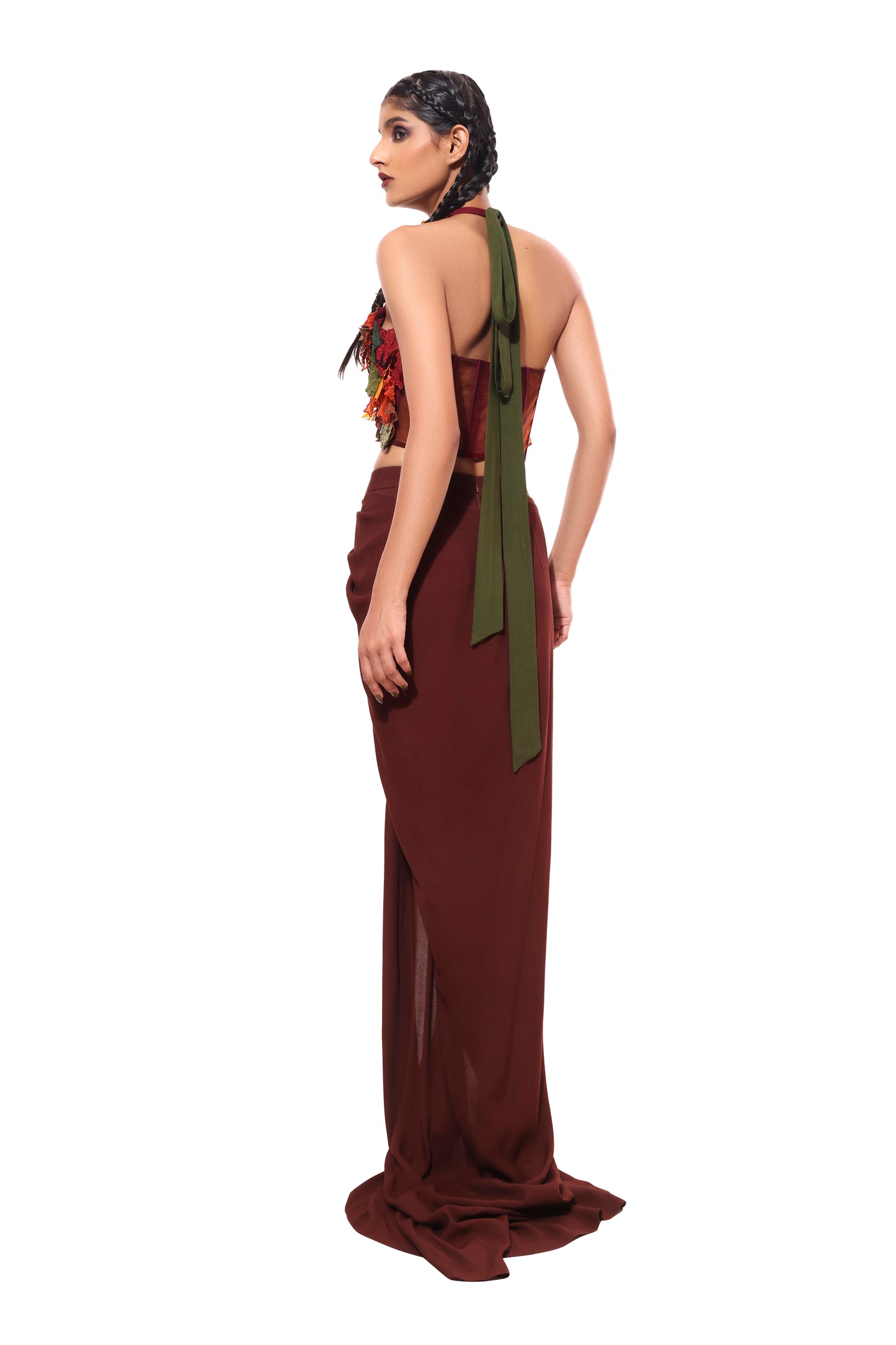 RED AND BROWN AUBURN EARTH SKIRT SET