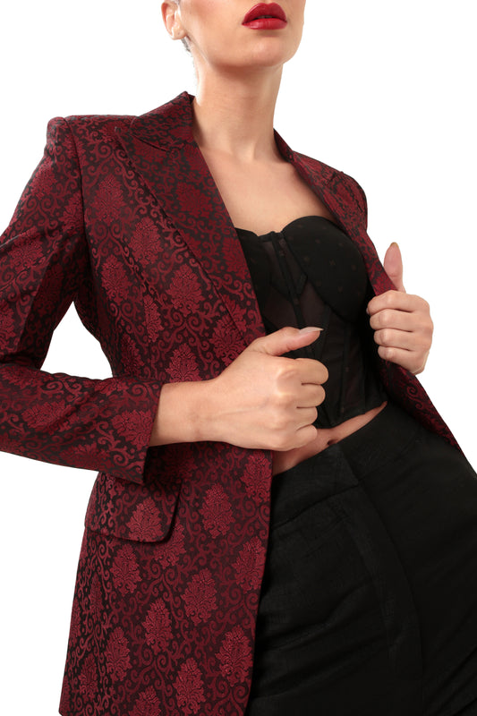 Modo Caldo Sustainable Silk Red Blazer