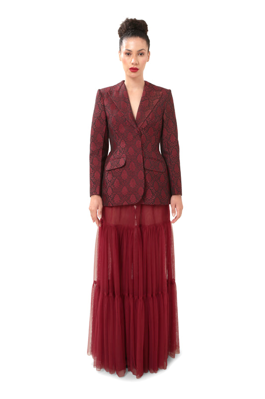 Modo Caldo Sustainable Silk Red Blazer