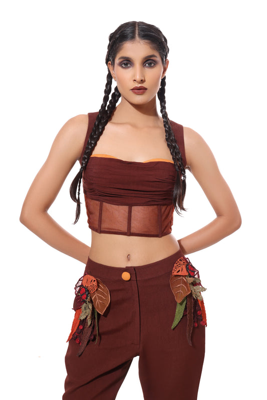 Modo Caldo brown corset top with pants