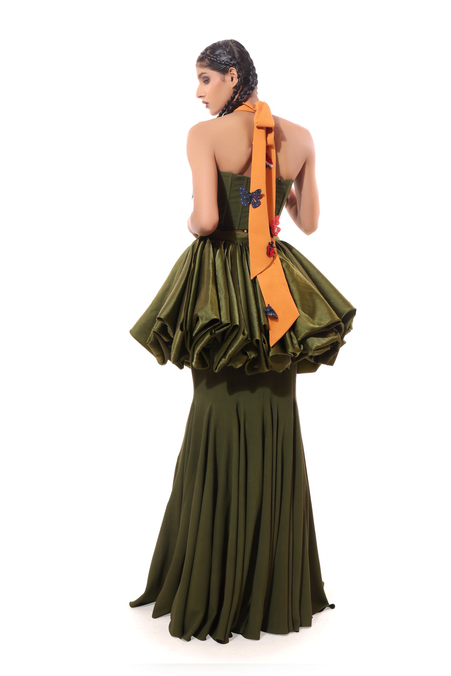 GREEN OLIVE GROVE CORSET TOP
