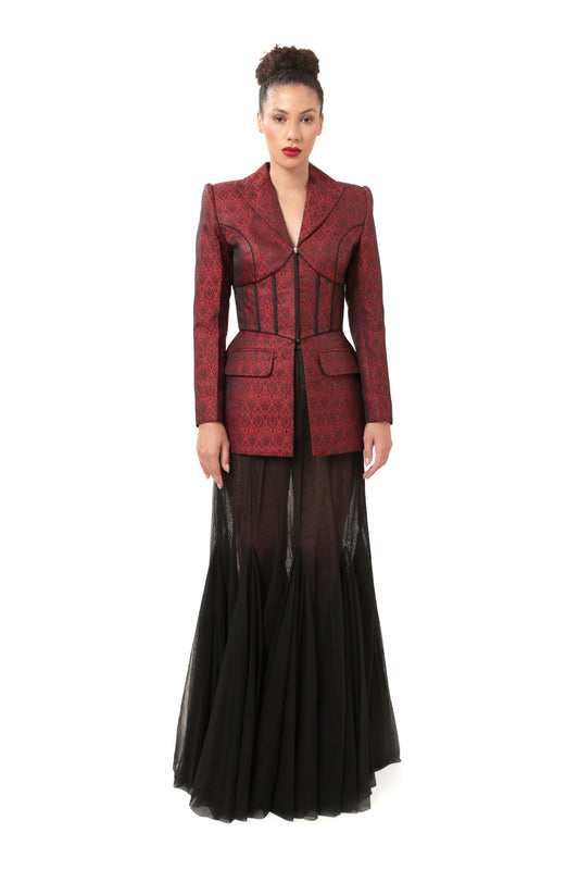 Modo Caldo Sustainable Silk Red Blazer Corset