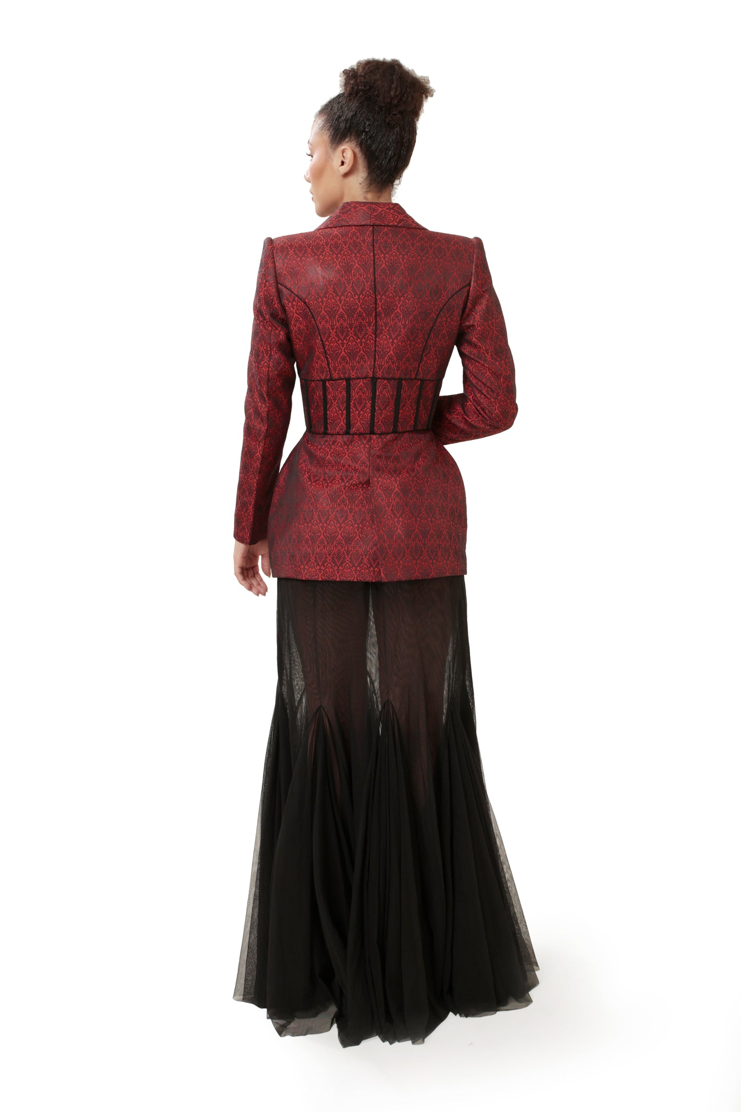 RED AND BLACK ZENITH BLAZER SET