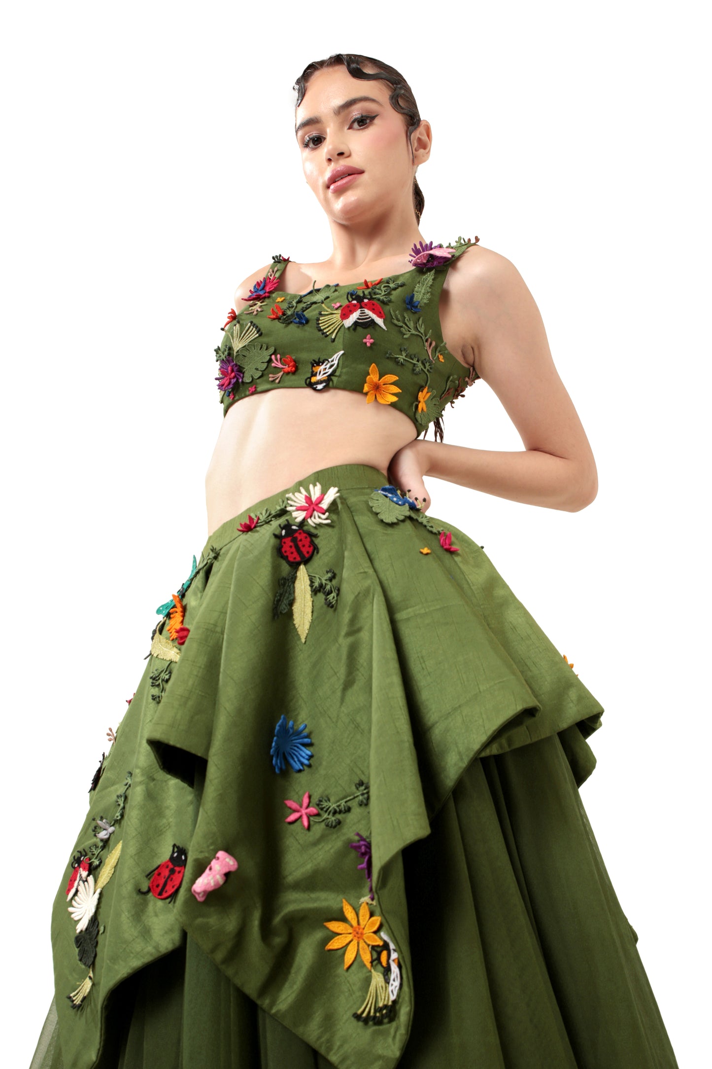 GREEN SECLUDE BLOUSE TOP