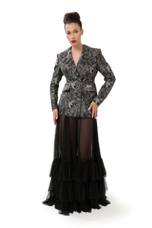 Modo Caldo Sustainable Silk Grey Black Blazer