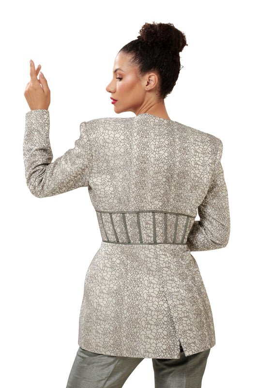 Modo Caldo Sustainable Silk Grey Blazer Corset