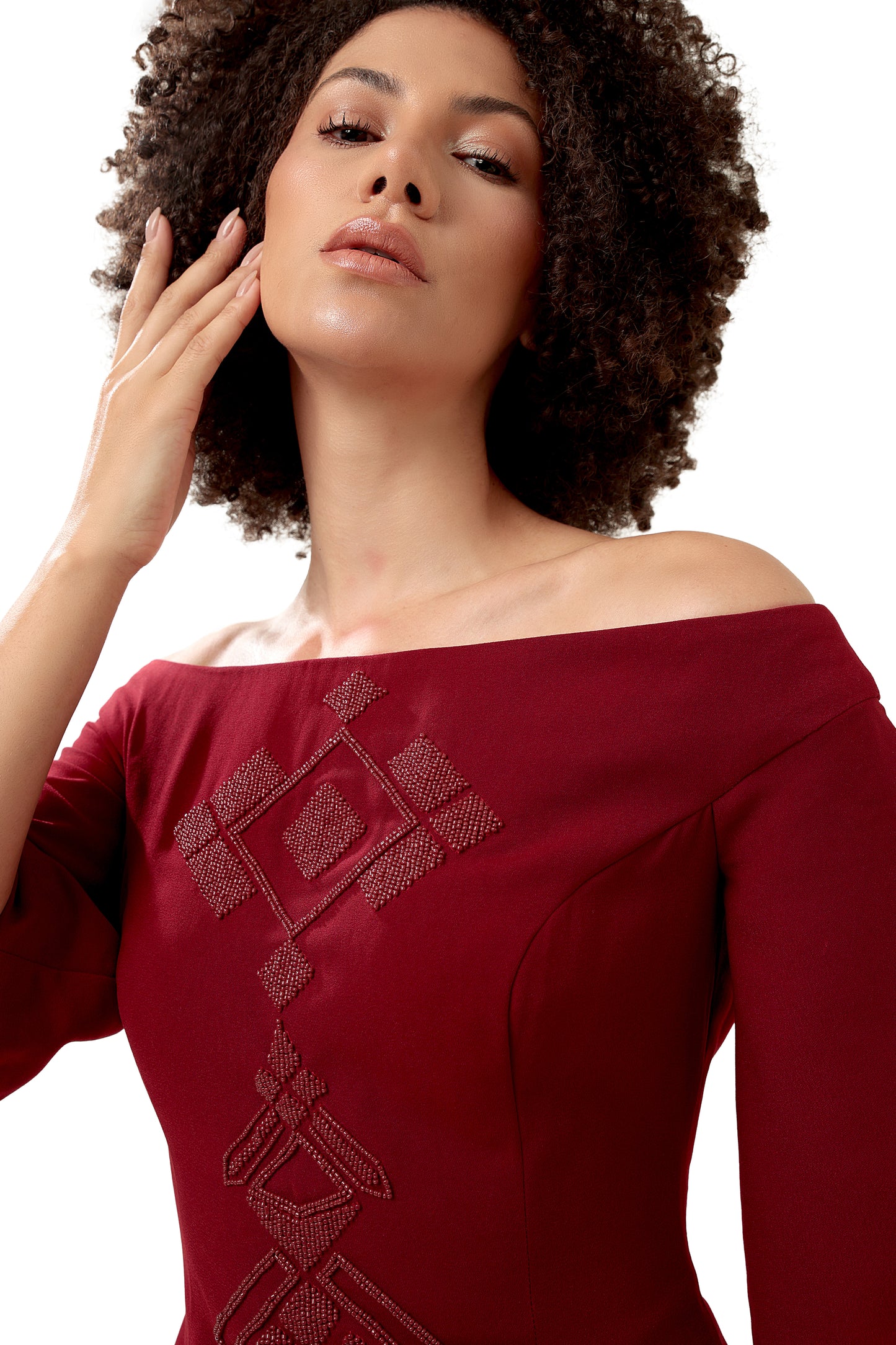 RED SHARP CUSP DRESS