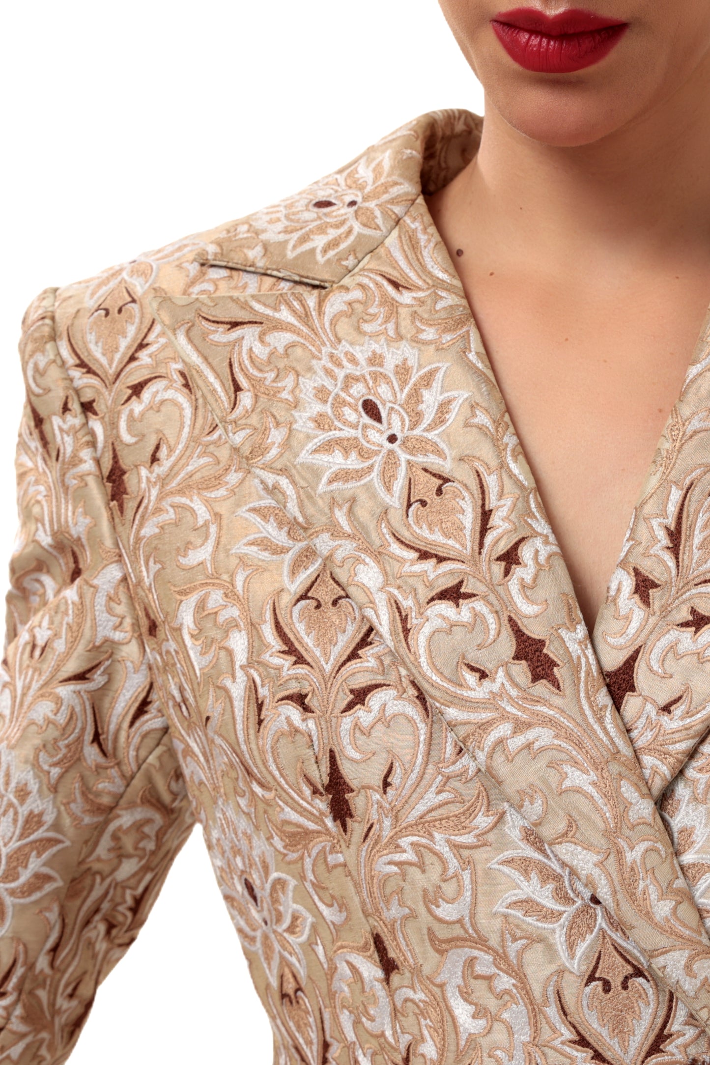Modo Caldo Sustainable Silk Brown White Blazer