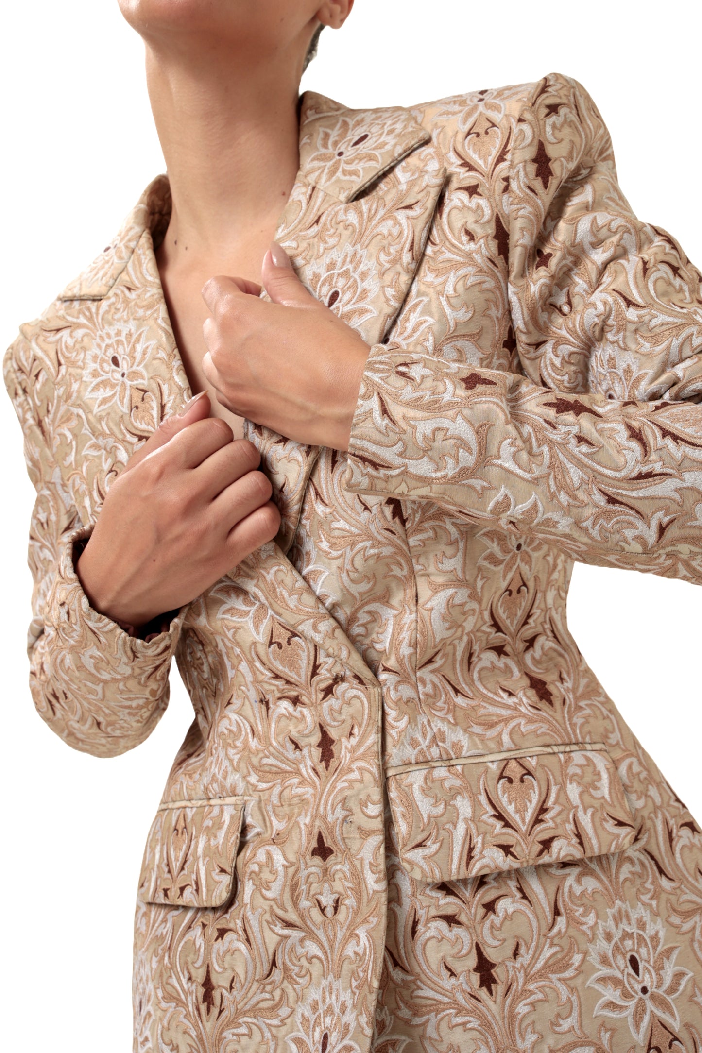 Modo Caldo Sustainable Silk Brown White Blazer