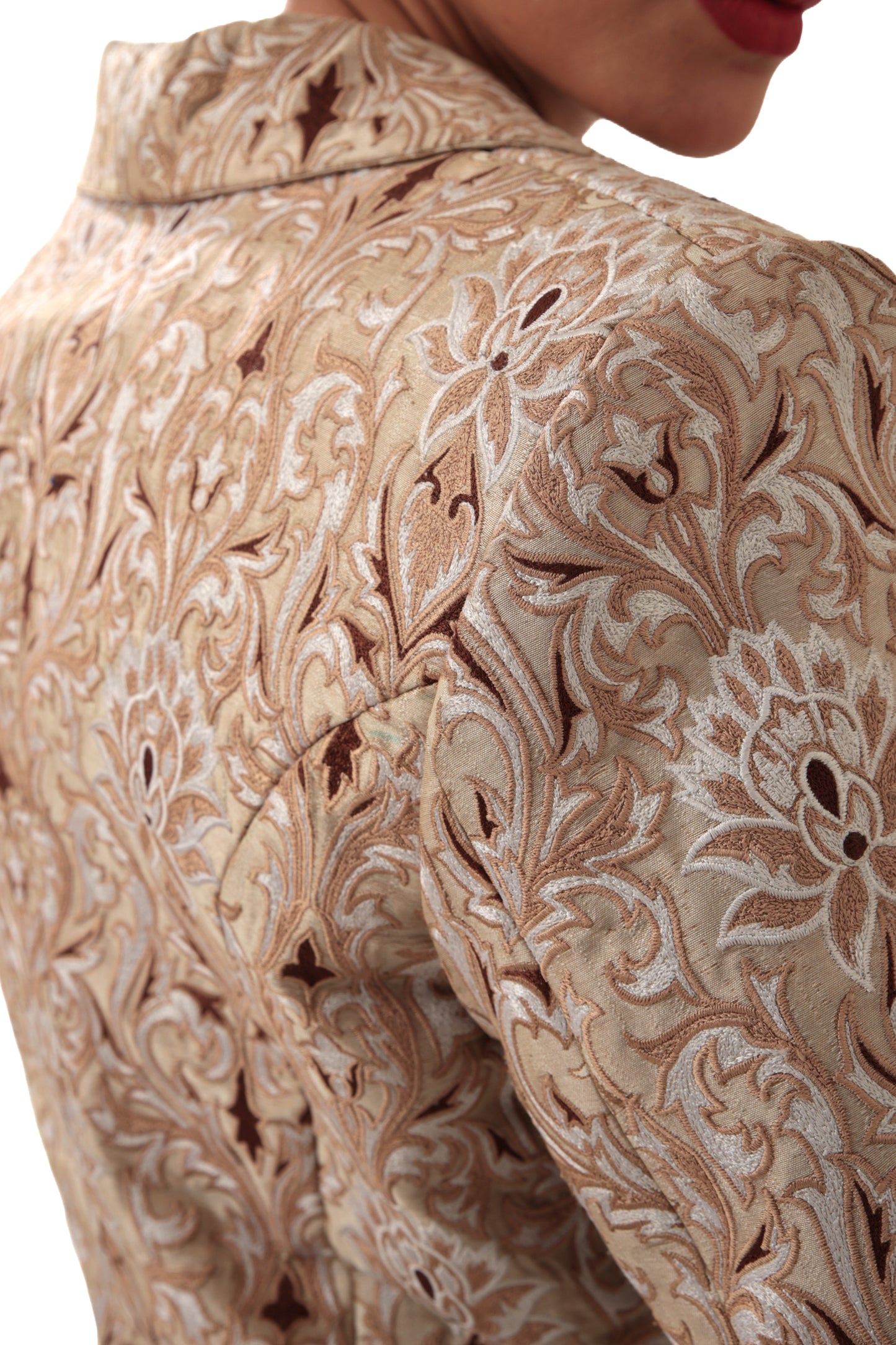 Modo Caldo Sustainable Silk Brown White Blazer