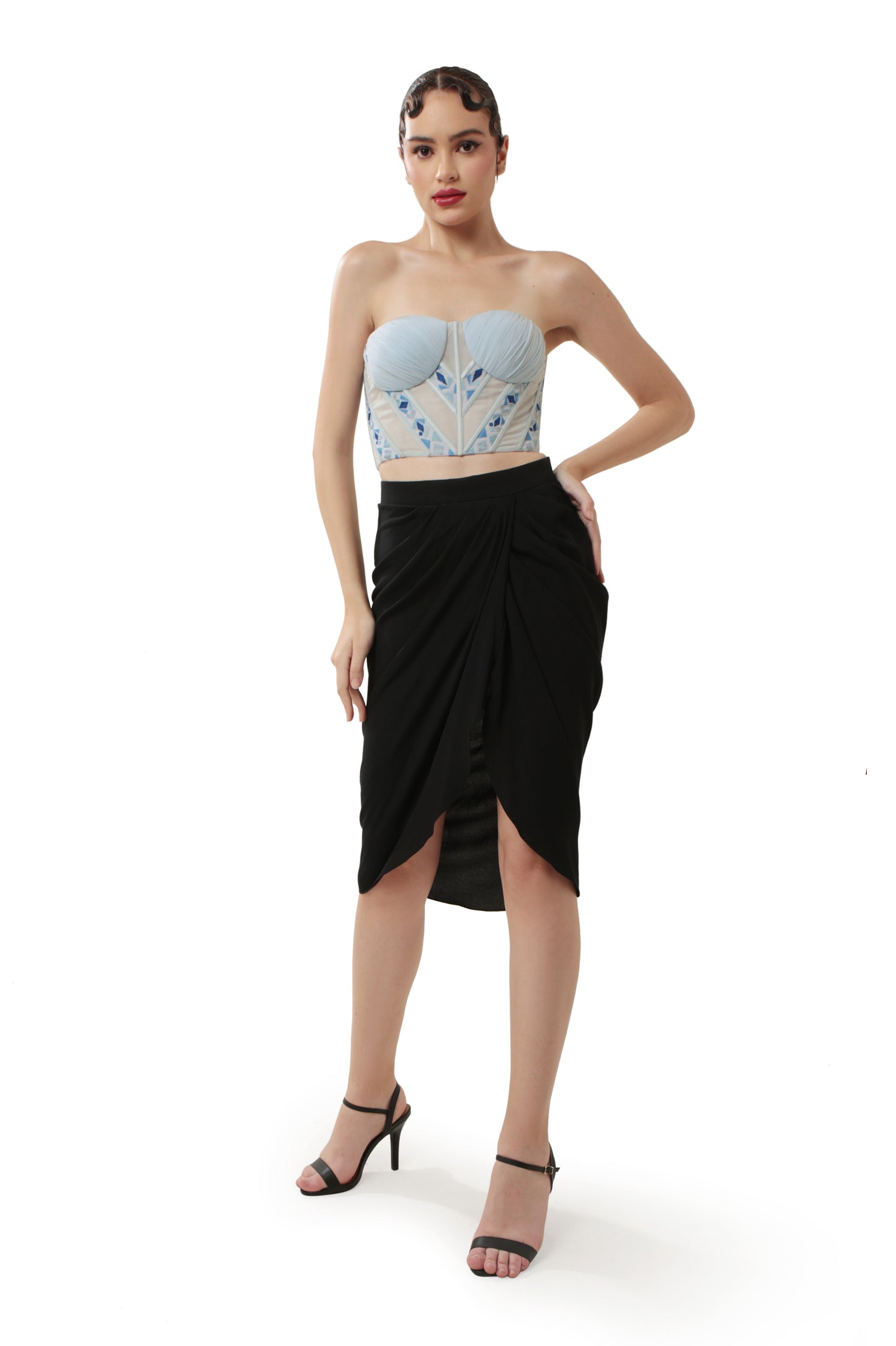 BLUE CALM CREST CORSET TOP