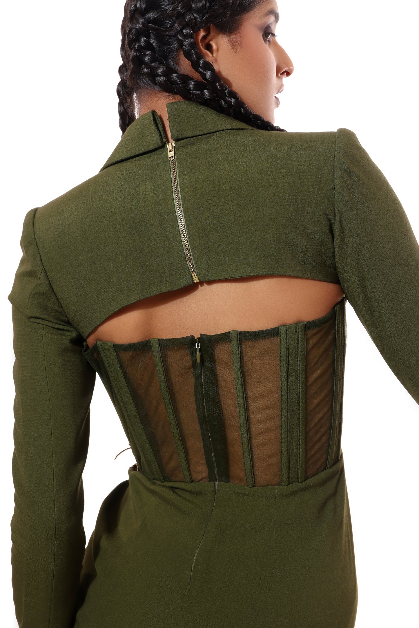 Modo Caldo Green Blazer Dress with Corset