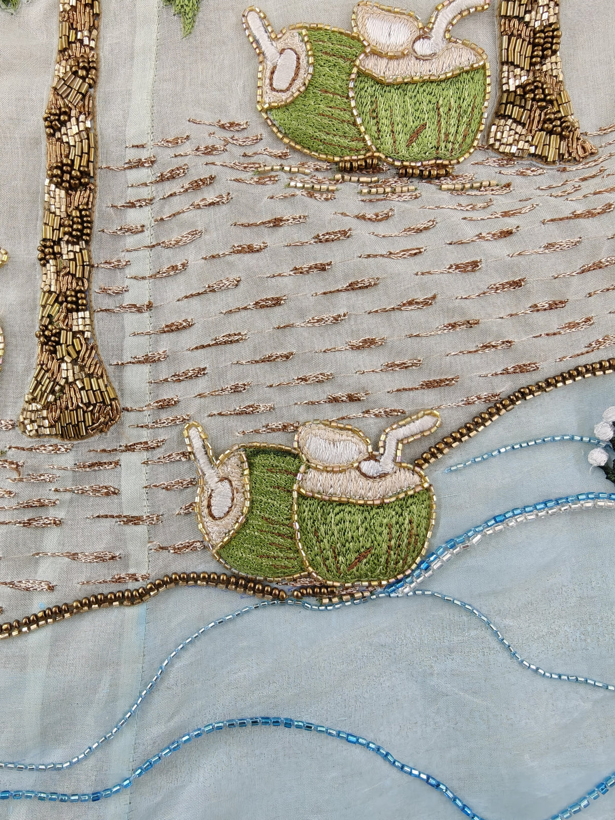 Embroidered coconuts and a beaded sea on the Natkhat Zindagi gown