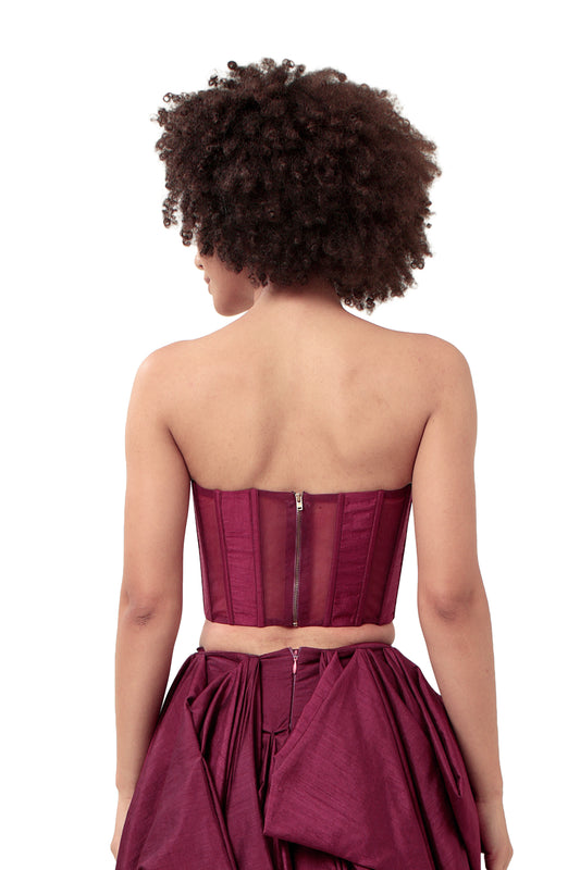 Modo Caldo dark purple silk net corset