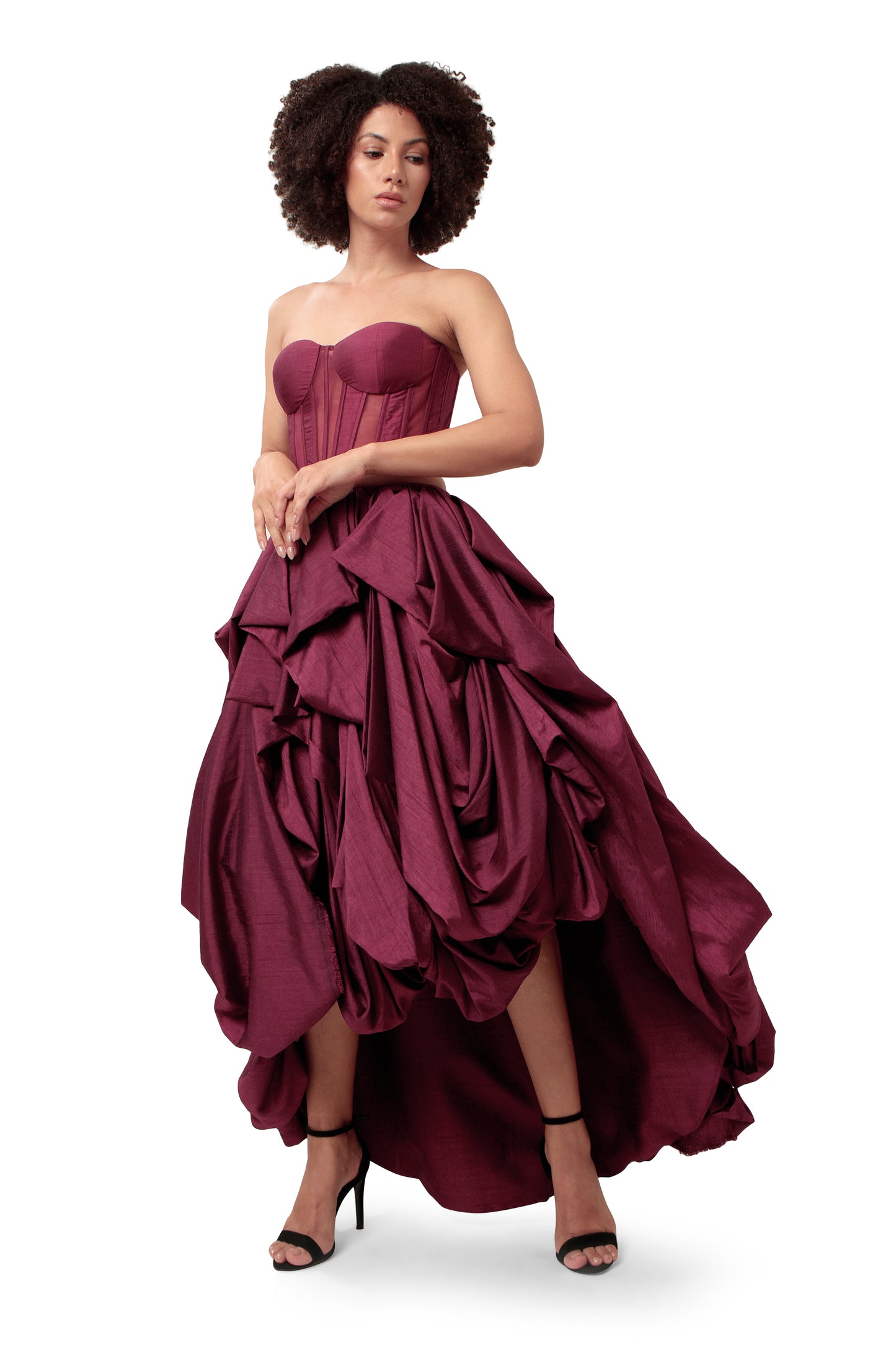 Modo Caldo dark purple silk net corset