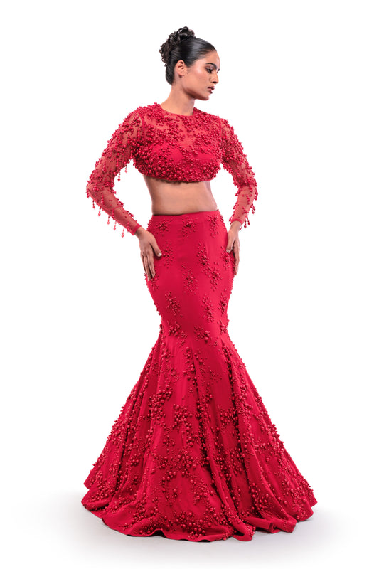 RED INFINITE LOVE LEHENGA SET