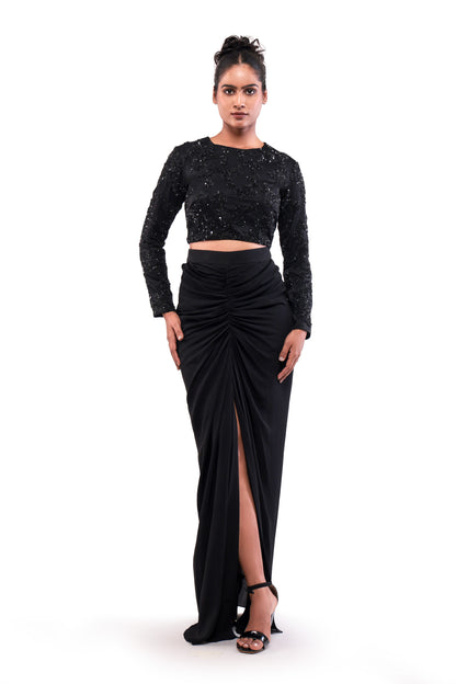 BLACK ASHEN GLASS CROP TOP