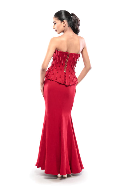 RED UNDYING DESIRE SKIRT SET