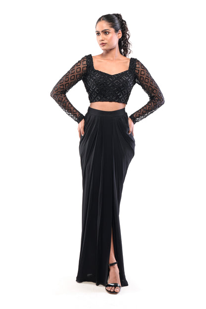 BLACK OBSIDIAN TRELLIS CROPTOP
