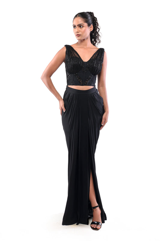 BLACK MIDNIGHT MIRAGE SKIRT SET