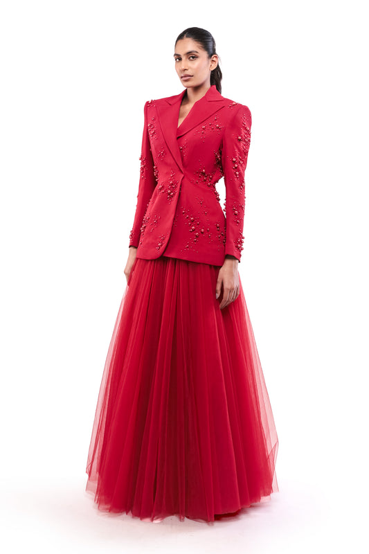 RED ETERNAL LONGING BLAZER SET