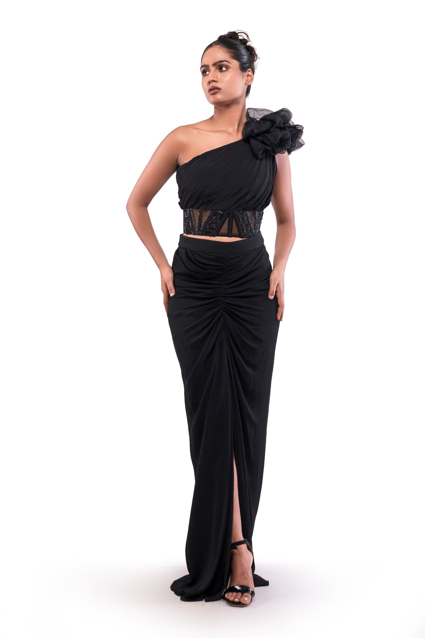 BLACK OBSIDIAN CORSAGE SET