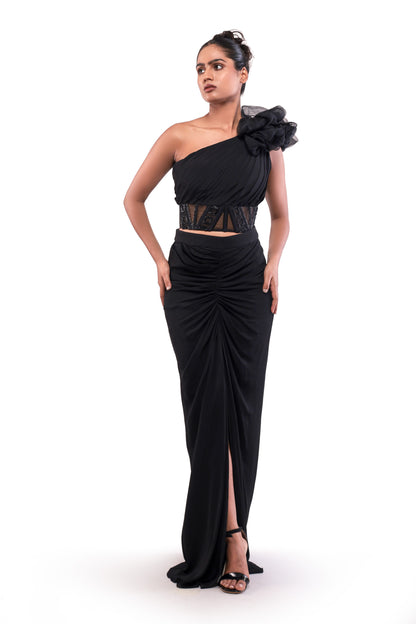 BLACK OBSIDIAN CORSAGE SET