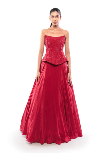 RED DEVOTION LEHENGA SET