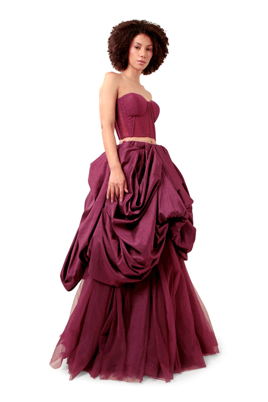 PURPLE COMMITMENT CORSET AND SKIRT