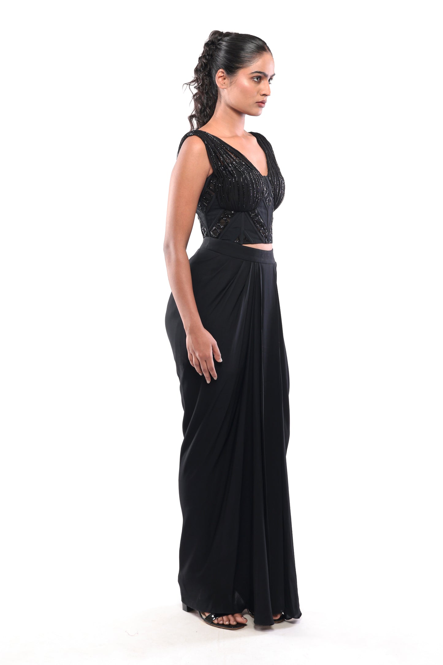 BLACK MIDNIGHT MIRAGE SKIRT SET