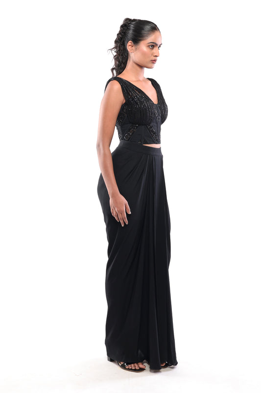 BLACK MIDNIGHT MIRAGE SKIRT SET