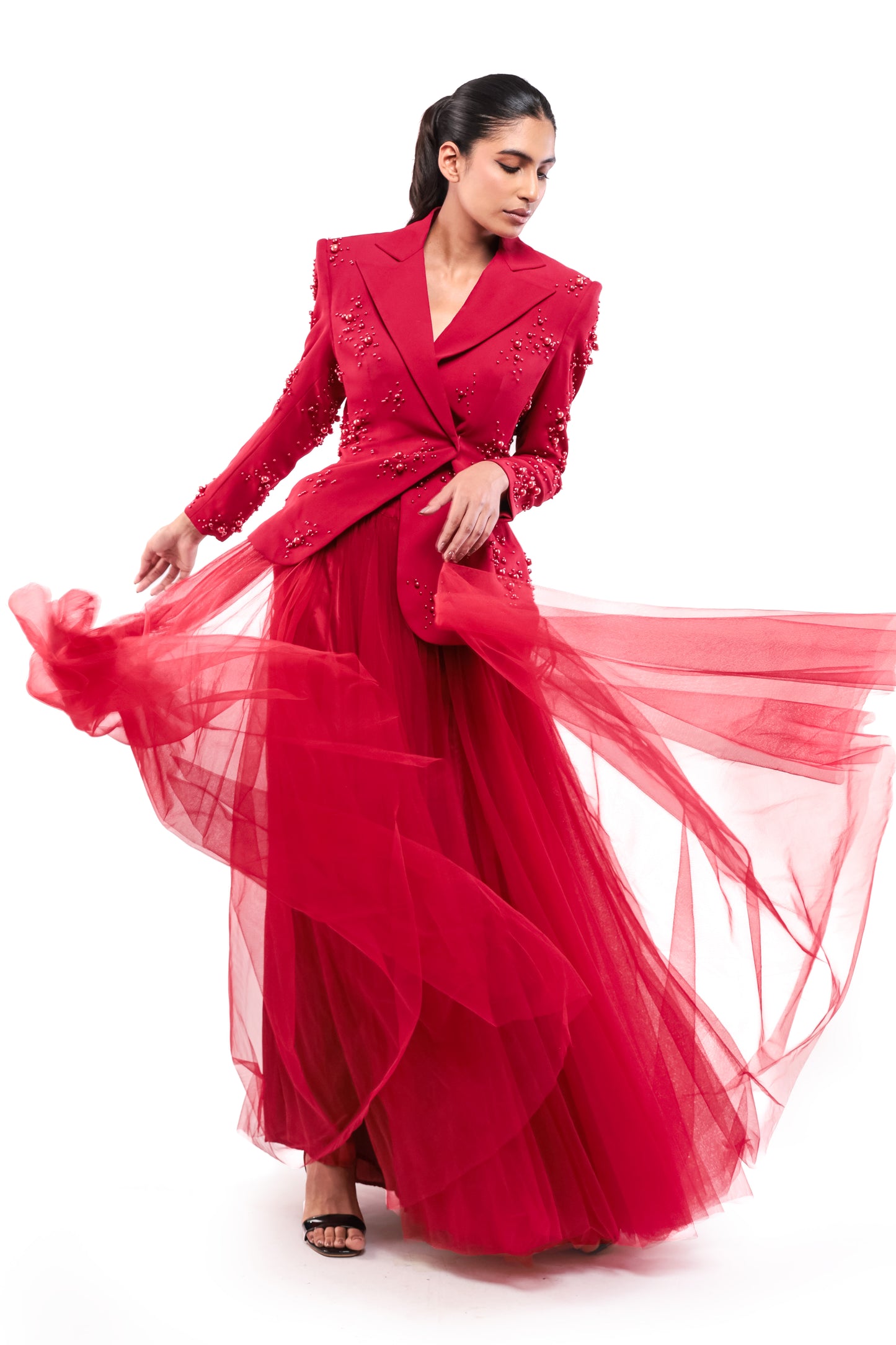 RED ETERNAL LONGING BLAZER SET