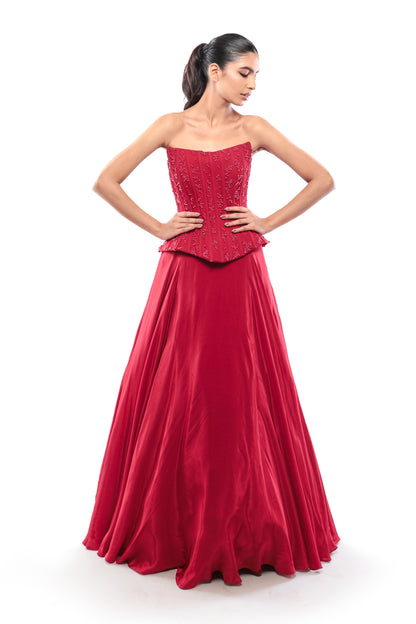 RED DEVOTION LEHENGA SET