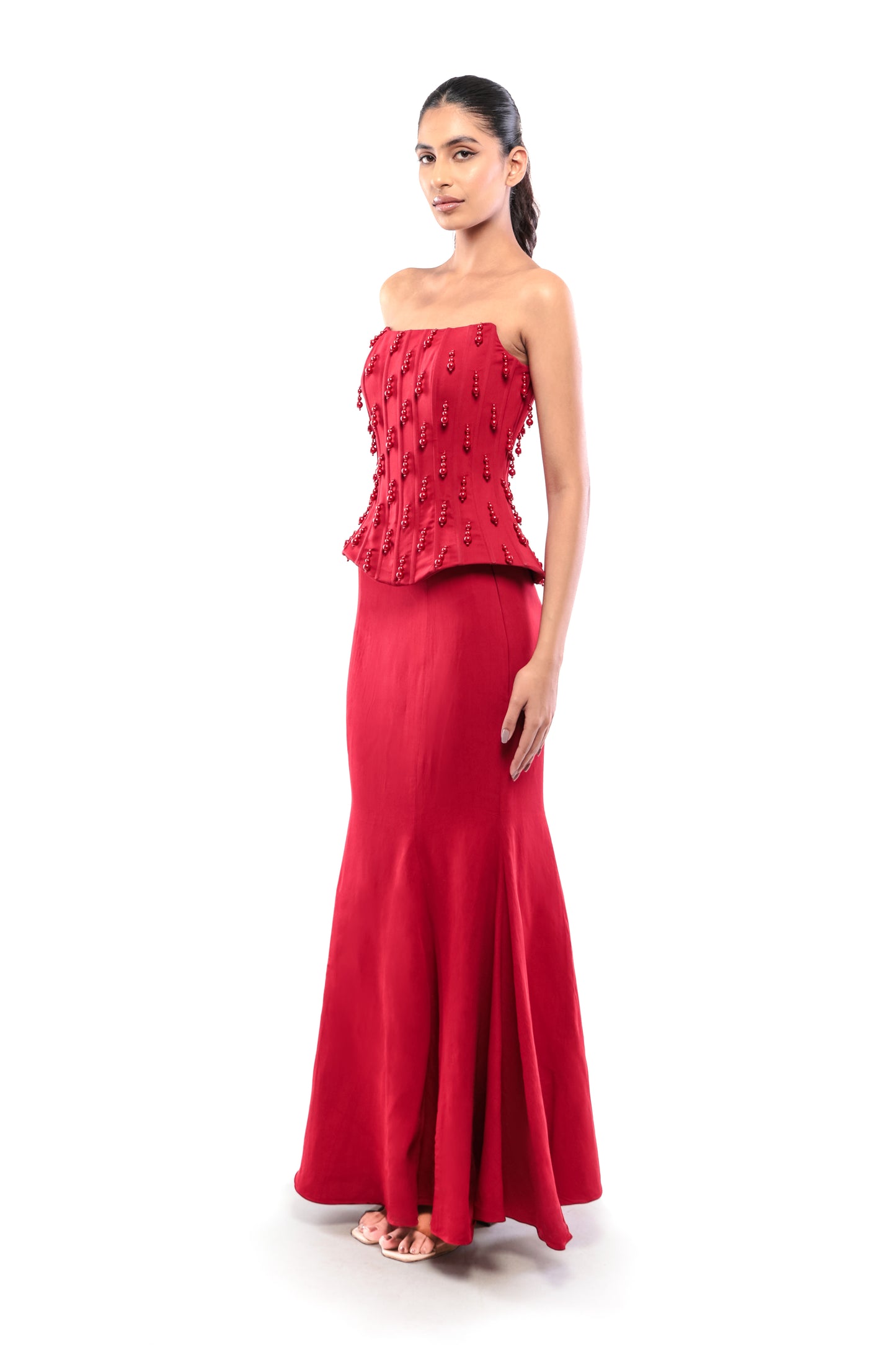 RED UNDYING DESIRE SKIRT SET