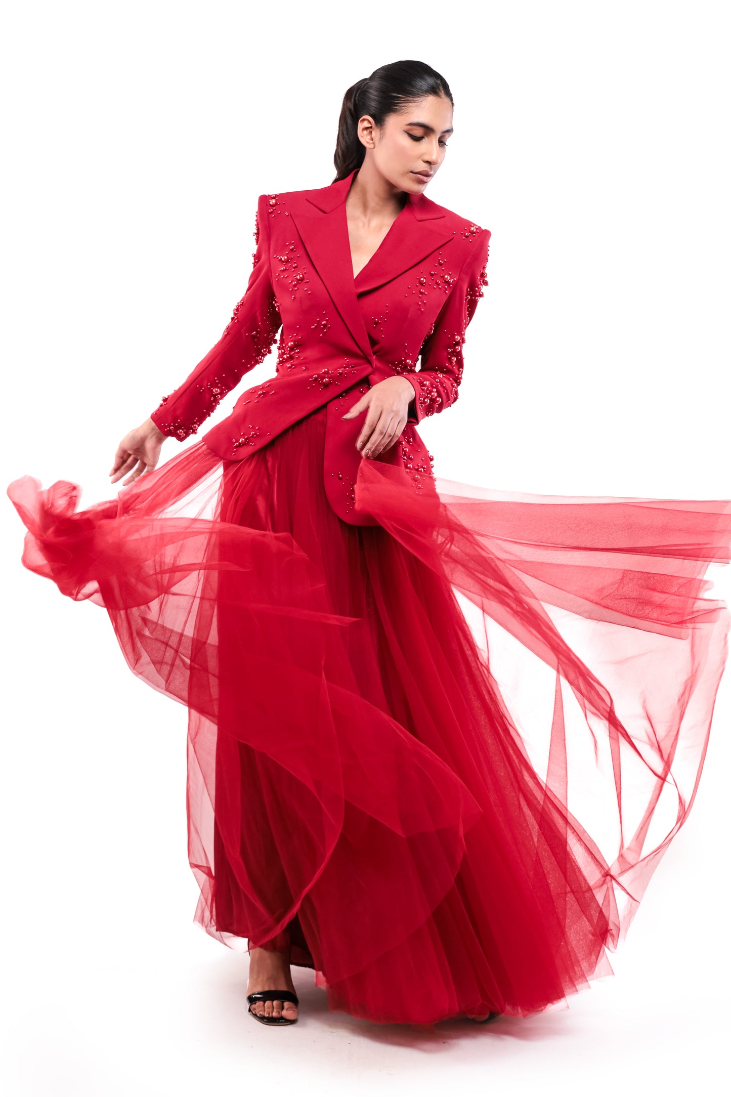 RED ETERNAL LONGING BLAZER SET