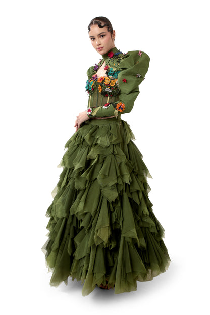 GREEN FANTASY LEHENGA SET