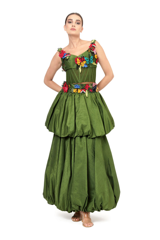 GREEN HIDEAWAY SKIRT SET