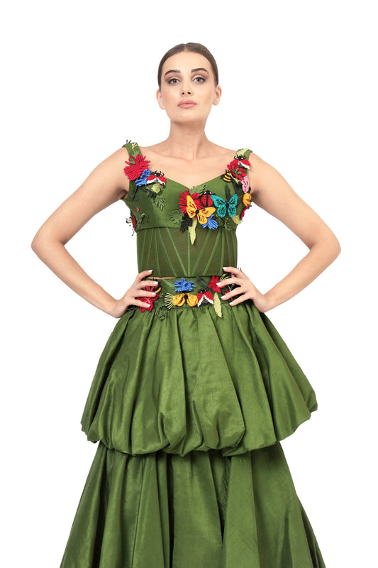 GREEN HIDEAWAY CORSET TOP