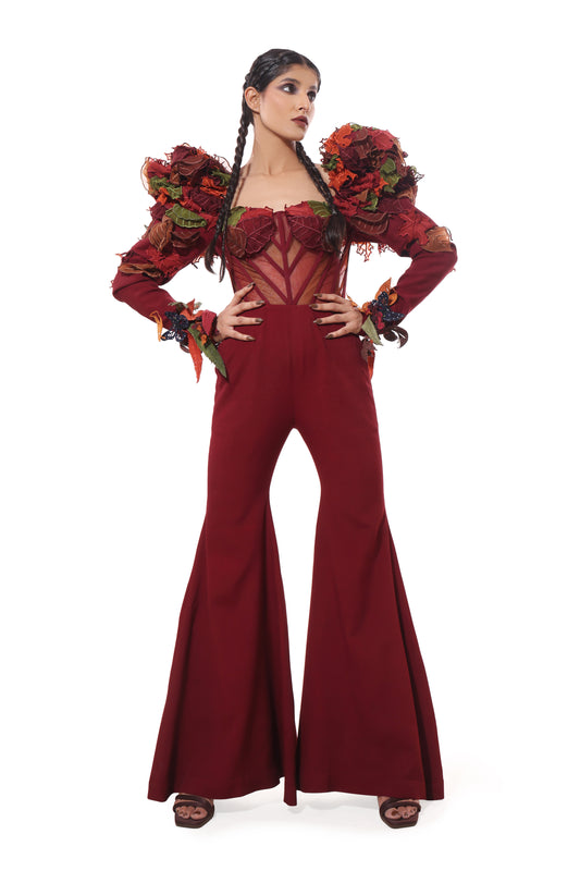 RED JUNGLE CANOPY JUMPSUIT