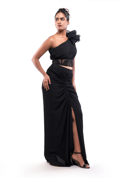 BLACK OBSIDIAN CORSAGE SET