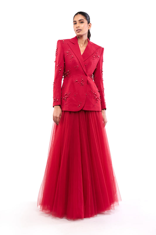 RED ETERNAL LONGING BLAZER SET