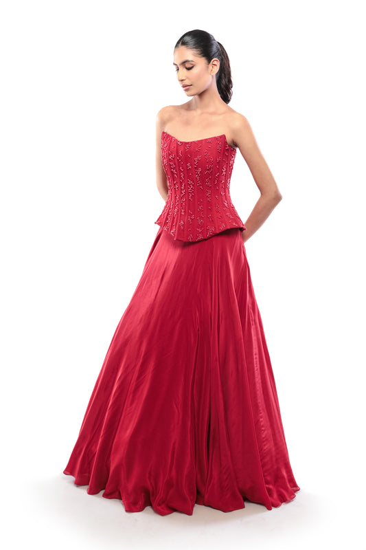 RED DEVOTION LEHENGA SET